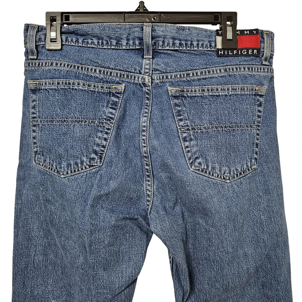 Tommy‎ Jeans Denim Mens 31x30 Blue Straight Leg Button Fly Vintage Flag Logo Y2K